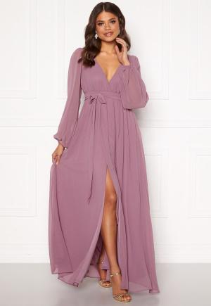 Goddiva Long Sleeve Chiffon Dress XS (UK8) Dusty Lavendel Maksimekot Dam