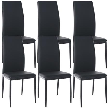 Set med 6 Savino matstolar i konstläder svart
