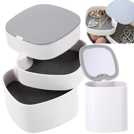 Smykkeskrin kosmetikarrangør smykkeskrin med spejl 4 niveauer[CO]