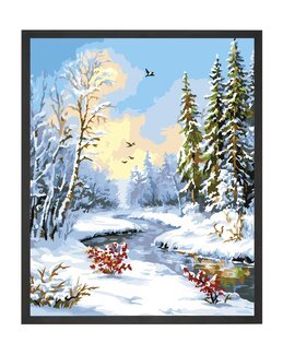 Paint By Numbers Fredfyldt vinterscene - WizardiArt