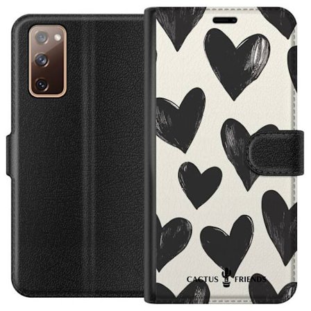 Kompatibelt Lommeboketui til Samsung Samsung Galaxy S20 FE Cactus and Friends - Bold Black Love Pattern