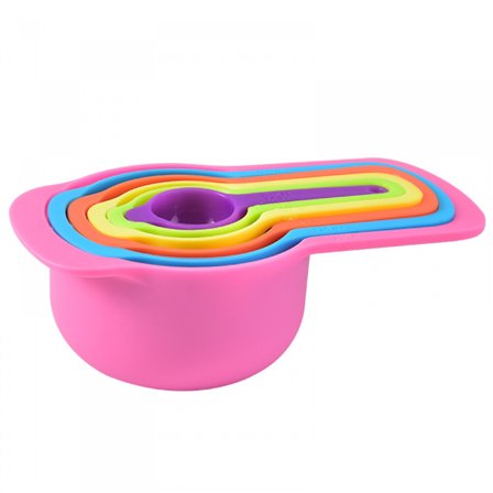 Lusikat 6 kpl, Muovinen Värikäs Mitta-astiat Mittalusikat Pinottavat Kuiville ja Nestemäisille Aineksille (Satunnainen Väri)