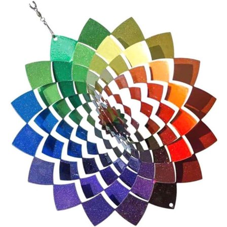 Vindspinner, vindklokker, vindfanger, hagedekorasjon, utendørs vifte i rustfritt stål, farget vindgap-ornament, hengende hagedekorasjon