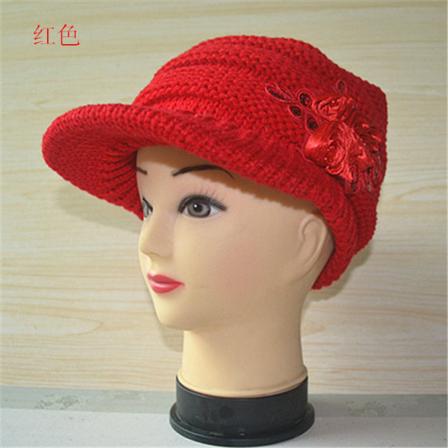 Varma vinterstickade mössor Höst Kvinnor Ull Anka Tunga Öronkåpor Unisex Red
