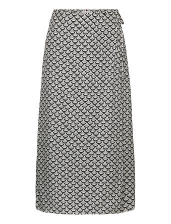 Seal Aop Wrap Midi Skirt Skirts Wrap Skirts Svart Tommy Hilfiger*Betinget Tilbud