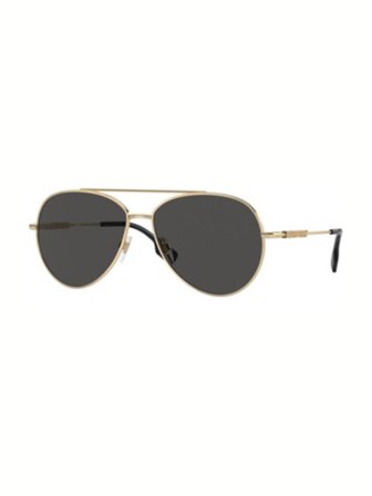 Burberry SUNGLASSES in Metal, LIGHT GOLD color, with lens in POLYAMIDE STANDARD, DARK GREY color.