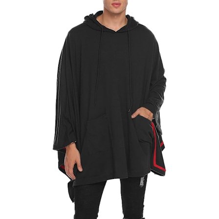 Unisex Casual Huvtröja Poncho Kap med Fickor