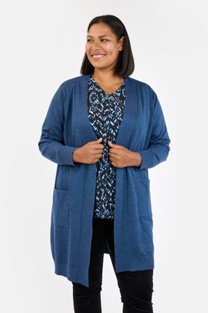 CISO - Langærmet Cardigan - Navy Melange - Lomme