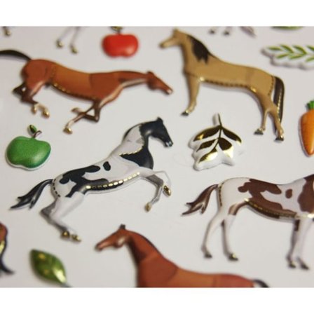 Klistermärken - GLOBAL GIFT - Hästar - Återanvändbara - 3D-relief - Flerfärgad