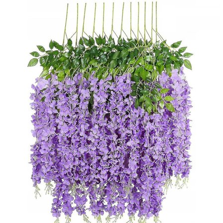 Kunstige blomster Fake Wisteria Simulation Vine, lilla-niubi