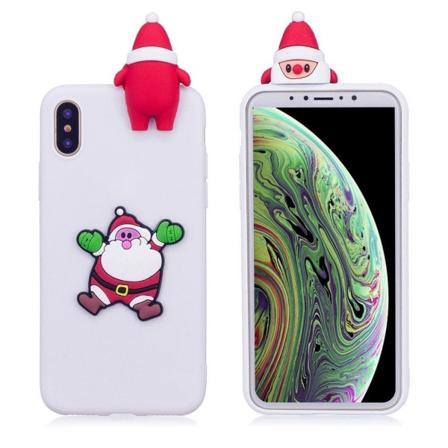 iPhone XS 3D joulu kuviollinen silikooni muovinen takasuoja kuori nukke koristeella - Valkoinen Joulupukki Multicolor