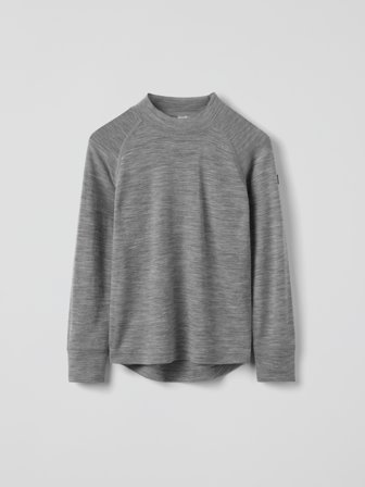 Langermet undertrøye merinoull - 122 - 128 - barneklær - grey - Polarn O. Pyret