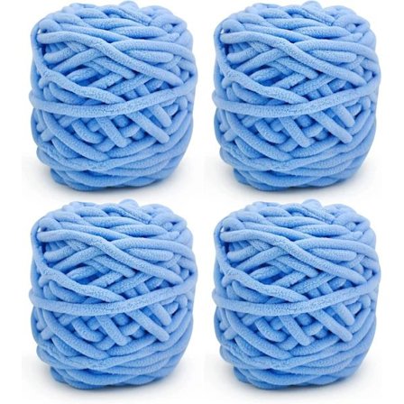 Strikkegarn 4x Strikkegarn for Hekling, Mykt Chunky Garn for Garnprosjekter sky blue