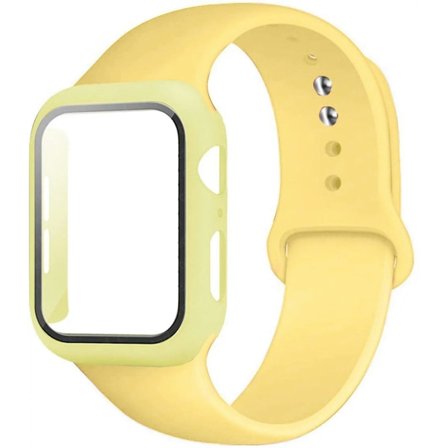 Etui + Rem til Apple Watch Band 44mm 40mm 38mm 42mm Silikone Armbånd med PC Skærmbeskytter Cover iWatch 3 4 5 6 SE