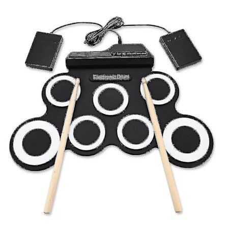 Silicon Drum Set Digital Electronic Roll Up Drum Kit Compact Size Usb 7 Drum Pads