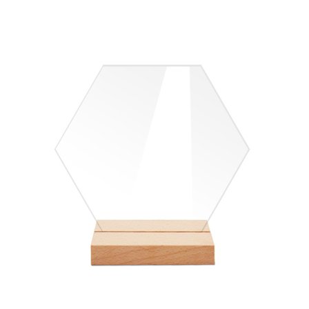 #Sekskantet Akryl Bordskilt - med Base - Liten, Bryllup Bordskilt#