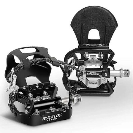 BUCKLOS Clipless Pedal Selv-låsende MTB Pedal for SPD System Terrengsykkel Blandede Pedaler Dobbel Lås/Flate Pedaler med MTB Sko