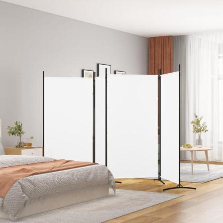 Vidaxl Rumsavdelare 4 Paneler Vit 346x180 Cm Tyg Vit