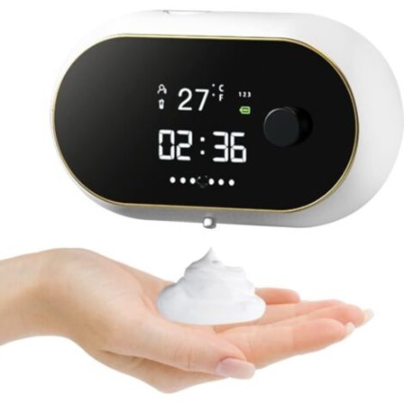 (Hvid) 500 ml Automatisk Sæbedispenser med Sensor, 3-Niveaus Justerbar Genopladelig Elektrisk Sæbedispenser, Skumsæbedispenser til Køkken og