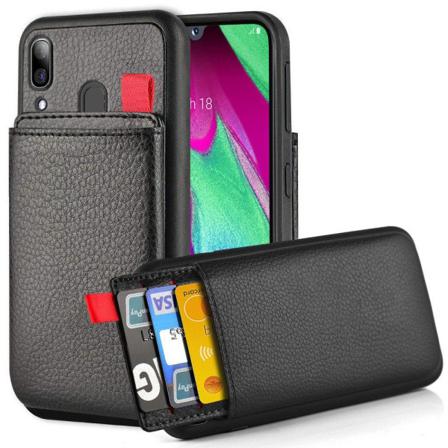 Huawei Y6 (2019) - Mobilskal Med Dolt Kortfack / Korthållare Svart