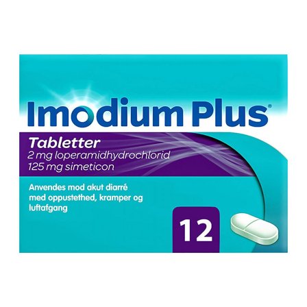 Imodium Plus 2 mg/125 mg tabletter 12 stk., Medicin & Pleje, Mave & Tarm, Diarré