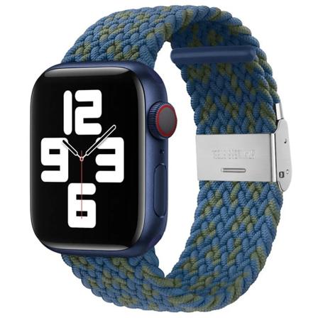 Flätad Solo Loop För Apple Watch ultraband 49mm 45mm-40-41mm-44mm Nylon Elastiskt armband iWatch series 9 8 se 6 7 5 4 3 band Blue Green 13 38mm or 