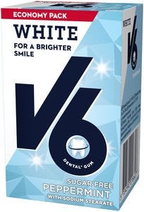 V6 White tyggegummi peppermynte 72 g