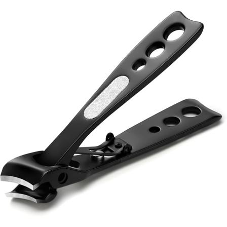 Inngrodd og tykk neglklipper med skrått buet blad - Premium rustfritt stål Heavy Duty tåneglsaks for tykke negler, negletrimmer (svart)