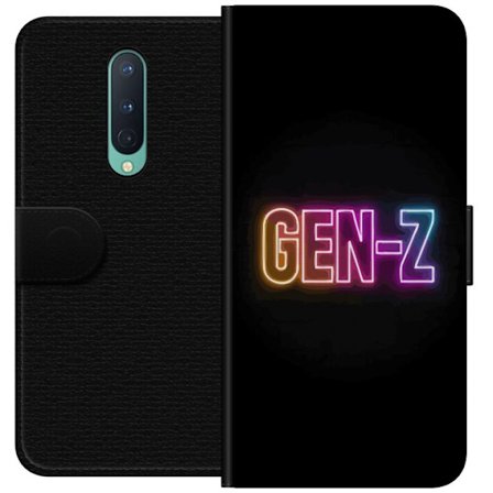 Yhteensopiva Lompakkokotelo OnePlus OnePlus 8 Neontext Gen Z värikkäässä valossa tummaa taustaa vasten modernissa digitaalisessa tyyliissä