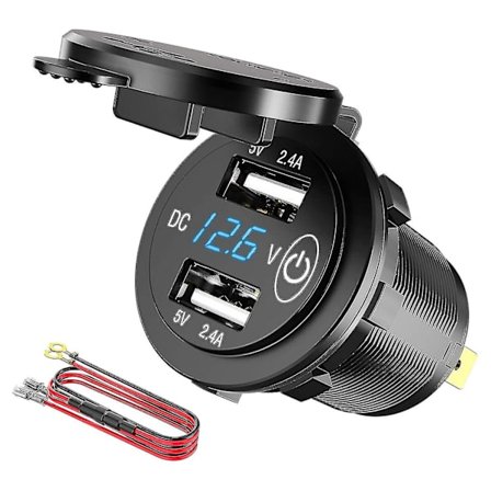 12v Usb-uttag, Vattentät 12v/24v 24w 4.8a Dubbel Usb-laddare Uttag Strömuttag Adapter Med Led V