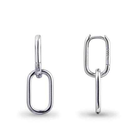925 Sterling Sølv Dobbel Ring Ovale Huggie Hoop Øredobber for Kvinner, Sølv Hoop Hypoallergeniske Øredobber for Sensitive Ører, Firkant Hoop Kjedeledd