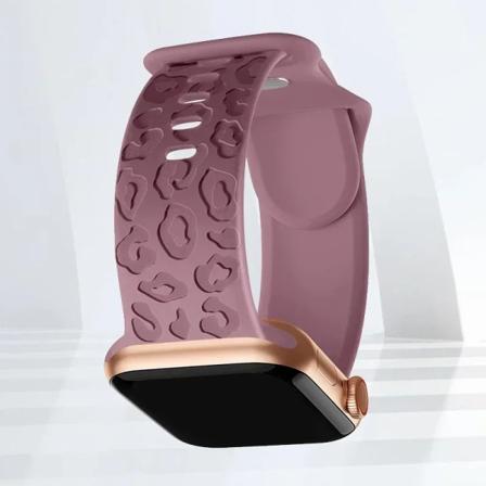 Graverad rem för Apple Watch Ultra Band ultra 49mm 8 7 44mm 45mm 41mm 40mm 42mm Leopard silikonarmband iwatch se 3 6 5 38mm SmokePu 01 38mm 40mm 41mm