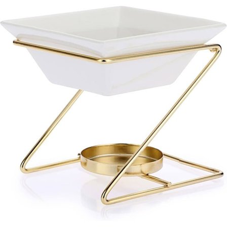 Dekorativ metal æterisk oliebrænder, voksbrænder med keramisk skål, duftlysestage til hjemmet