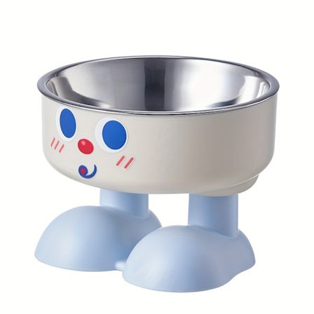 SUPET Rustfritt Stål Hevet Hundeskål med Søtt Smilende Ansikt & Smilende Øyne - Tippjusterbar Høyde Fôringsskål, Hygienisk Hevet /Vann Dispenser...