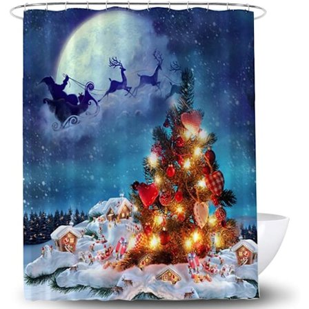 x Vattentätt Duschdraperi i Polyester med Krokar (180*1