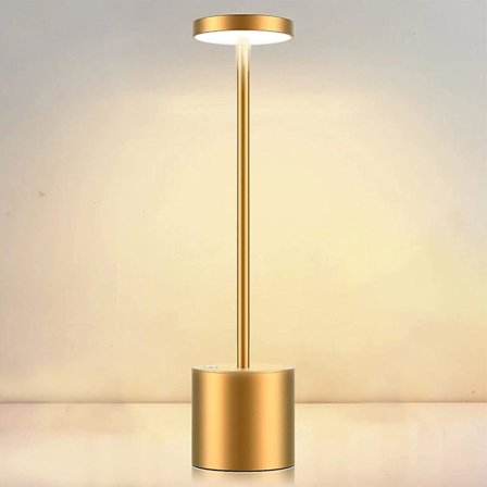 Uppladdningsbar trådlös lampa, sänglampa i metall, 2 ljusstyrkor, guld