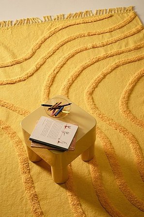 Jotex - Katoenen Tapijt Geel Geel - WAVE - Koop Katoenen vloerkleed bij Jotex