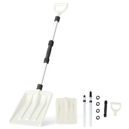 Sneskovl til fortove og stier Bærbar COSTWAY - Aluminiumshåndtag - Ergonomisk D-håndtag - Størrelse 26cm - Bil - Hvid