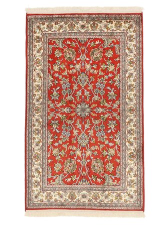 Tapis D'orient Cachemire Pure Soie 78X131 Marron/Rouge Foncé (Soie, Inde)