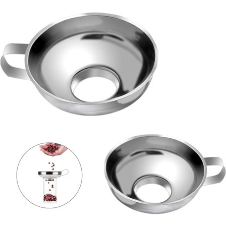 Rostfria sylttrattar 2 st Kökskonserveringstratt för transport av vätskor oljor pulver bönor och sylt