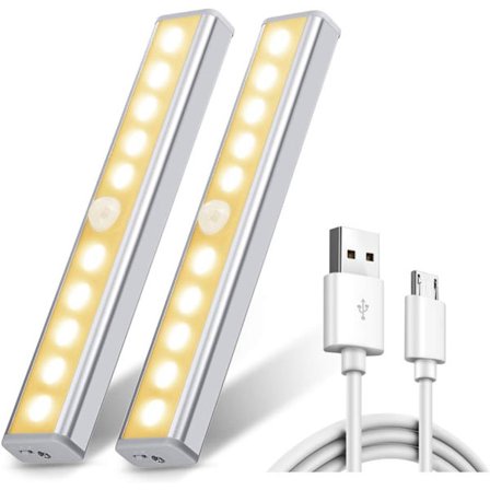 2 kpl 10 LED-valoa, langattomat, USB-ladattavat, magneettiset