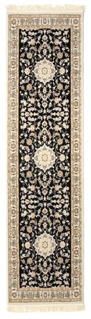 Medallón Pequeño Nain Negin Alfombra - Negro/Beige Crema 80X300