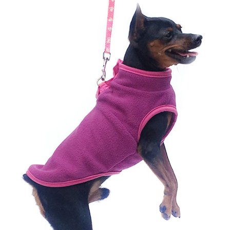 Pet Valp Katt Hund Fleece Coat T-shirt Varm Jacka Väst Purple-Red M