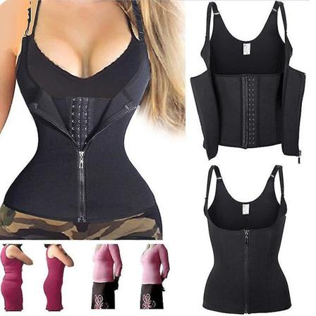 Kvinnors Zippade Body Ming Shapewear Högmidjeformare Bukbälte Underkläder Svart Black L