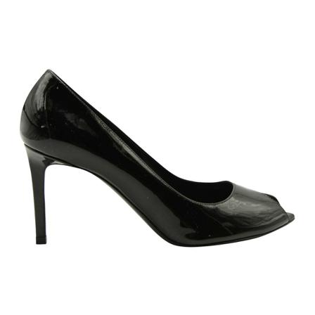 Saint Laurent Vintage, Pre-owned Peep Toe Pumps in Patent Leather Zwart, Dames, Maat:37 EU