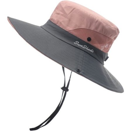 Solhatt for kvinner UV-beskyttelse Bucket Hat med hestehale-knapp