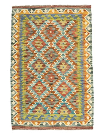 Dywan Kilim Afgan Old Style 101X150 Brunatny/Zielony (Wełna, Afganistan)