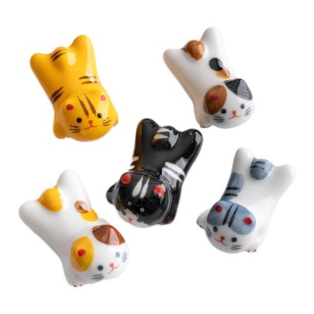 5 stk. Sødt killing keramisk spisepindholder sæt kat spisepindeholder penholder håndværk