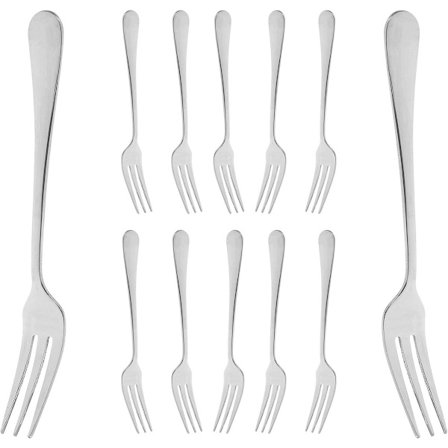 Stålfrugtgafler - 12-pak - mini transportable gafler til frugt, appetitvækkere og desserter - perfekte til familiesammenkomster og restauranter