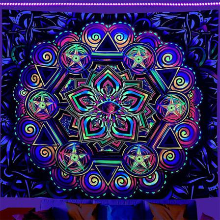 Blacklight Trippy Tapestry Psykedelisk Vägghängande
